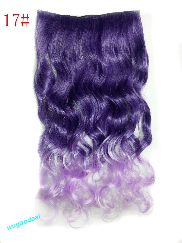 18"24" New Rainbow Fading Color Hair Extensions Curly Straight Clip 18